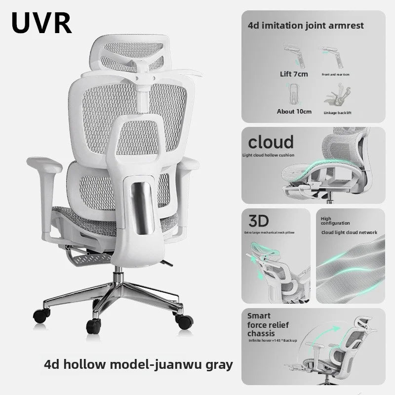 UVR Mesh-Bürostuhl, ergonomisches Design, Sessel für Zuhause, verstellbare Boss-Rückenlehne, Hocker mit Fußstütze, Spielstuhl-Möbel