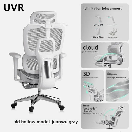 UVR Mesh-Bürostuhl, ergonomisches Design, Sessel für Zuhause, verstellbare Boss-Rückenlehne, Hocker mit Fußstütze, Spielstuhl-Möbel