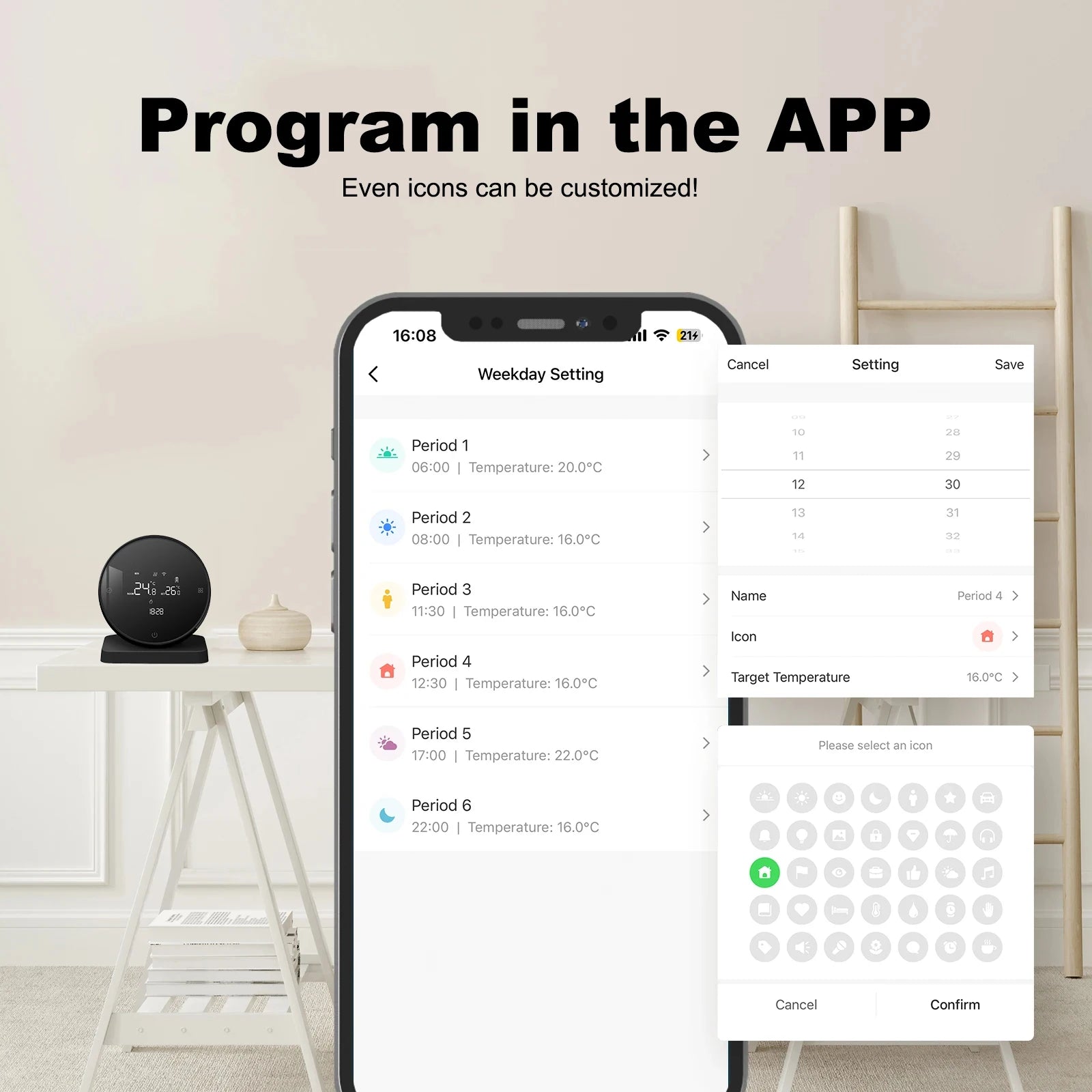 RKHK Tuya WiFi Smart Thermostat，RF Wireless Receiver Temperature Controller，For Water Gas Boiler Support Alexa and Google Home.