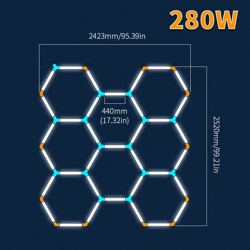 LED Honeycomb Lamp Barbershop Light Hexagon Lights Lamp AC85-265V Led Tube Ceiling Lighting For Car Detailing Workshop.