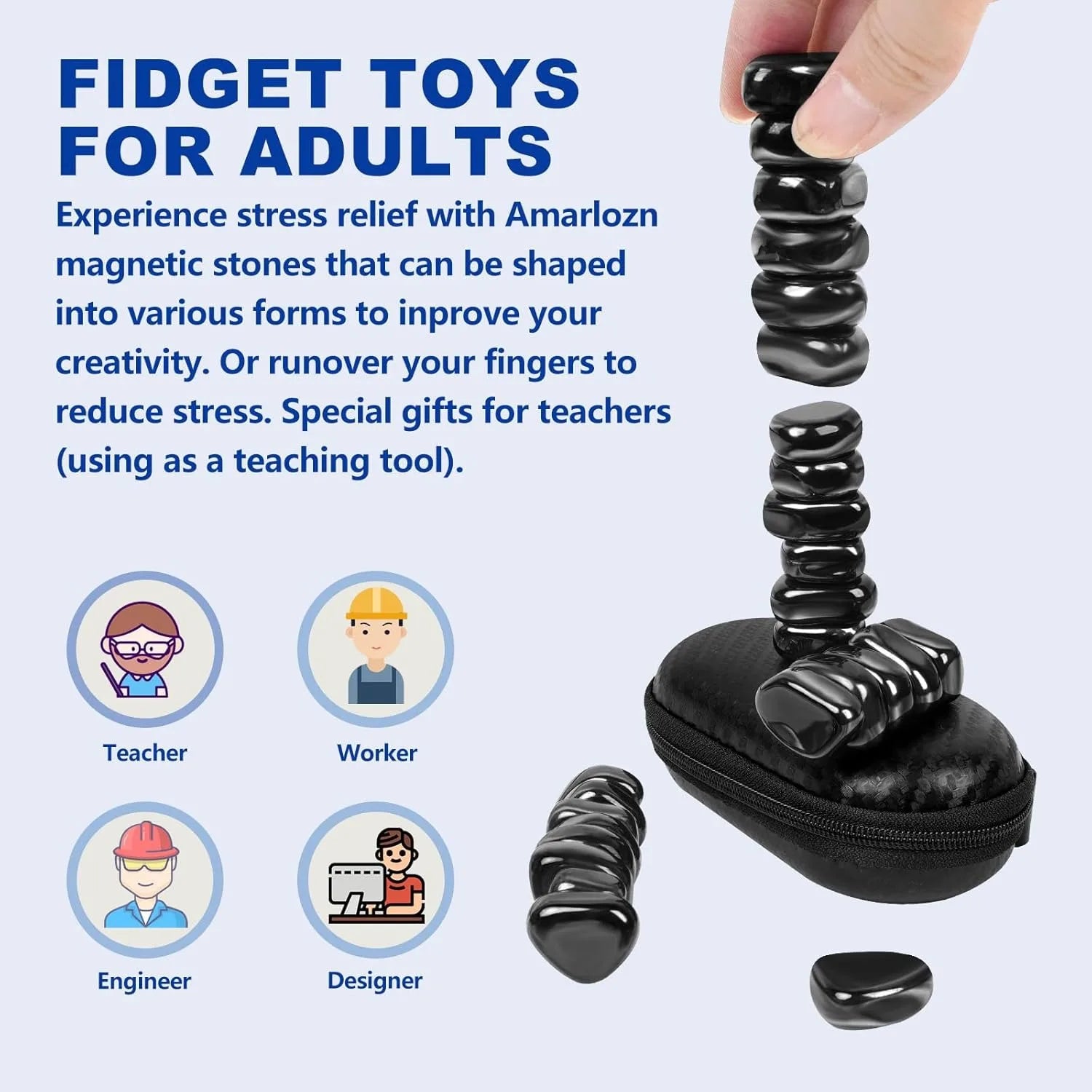 Magnet Chess Game Stones,Anti Stress Antistress Relief Fidget Toys Magnetic Stone for Adults ADHD Autism Fridge Sticker Desk EDC.