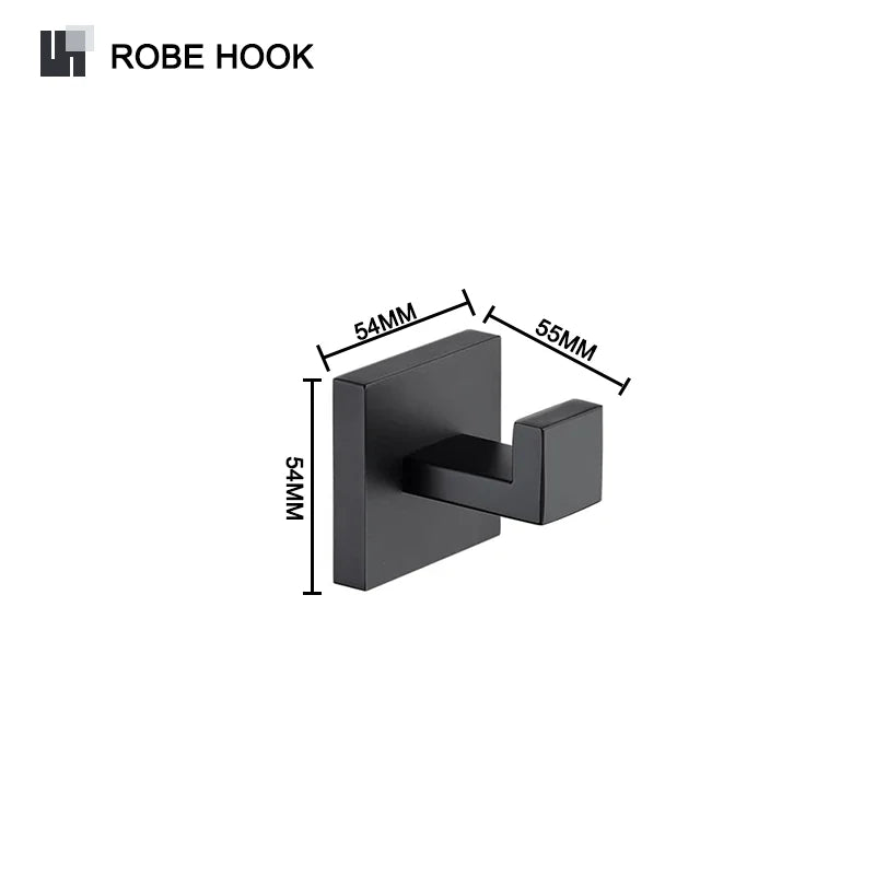 Schwarz Bad zubehör Edelstahl Set Wandre gal Handtuch halter Handtuch halter Taschentuch halter Kleider haken Toiletten bürste Anhänger