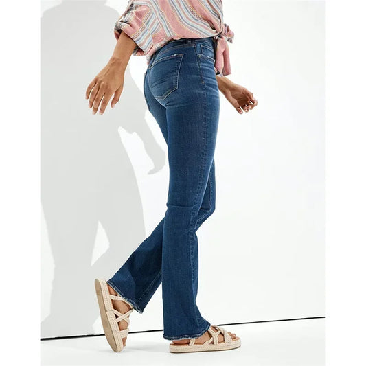 Women High Waist Hip Lift Straight Jeans Four Seasons Casual Slim Denim Pants Daily Female Comfortable Office Commuter Trousers.