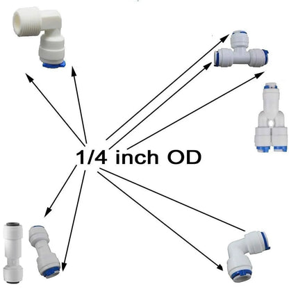 1/4" OD Quick Connect Push In to Connect Water Tube Fitting for RO Reverse Osmosis Water Filter Fittings Pack of 30
