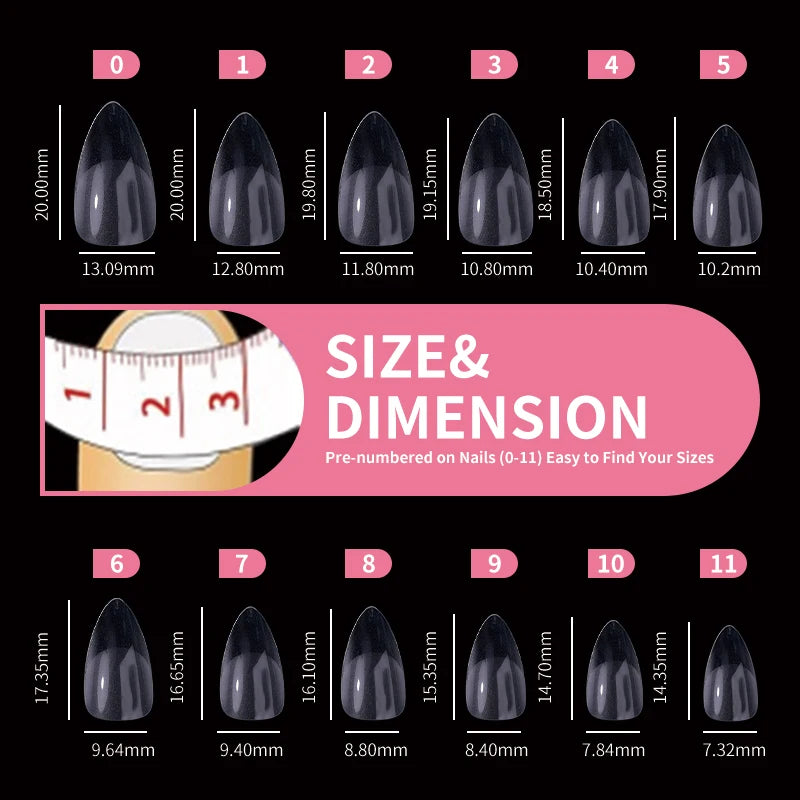 Fake Nail Press on Tips for Nails Extension Full False Acrylic Finger Short Artificial American Capsules Long Soft Gel Almond.