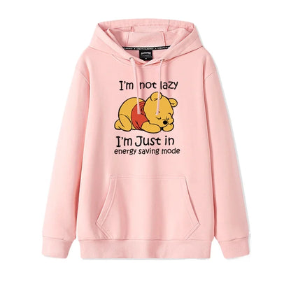 Cartoon Winnie the Pooh Mode einfacher Pullover Damen lockere und bequeme Kapuze vielseitige Paar Freundin Pullover Jacke.