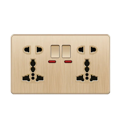 Gold 13A UK Stecker USB Steckdose, Haushalt elektrische licht schalter, universal 5 loch Dual Buchse mit USB Ladegerät, AC110-250V