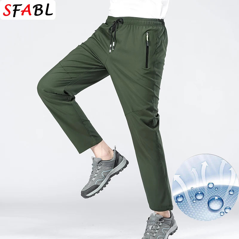5XL High Stretch Outdoor Sport Hiking Pants Men Zipper Pockets Trousers Men Summer Thin Quick Dry Men's Pants Trekking Fishing