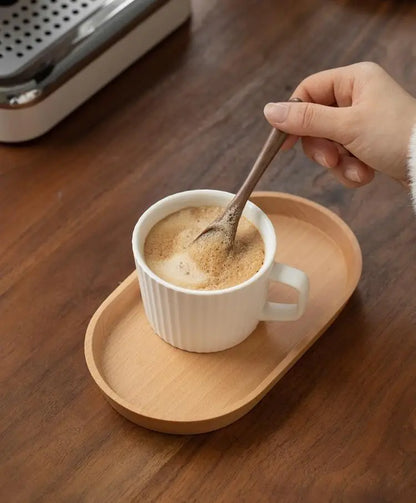 Japanese Acacia wooden tray rectangular dinner plate heat insulation solid wood grain oval bread.