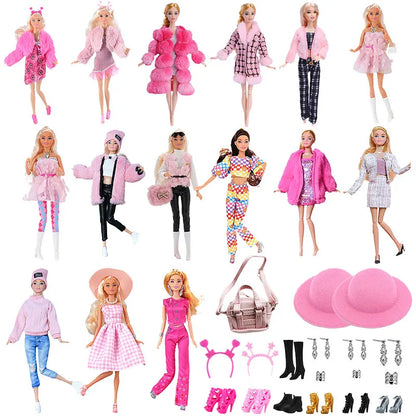 NEW 25 Style Doll Clothes Outfits Pink Winter Sweater Coat Dress Pant Costume Doll House Accessories Christmas Girls Gift.