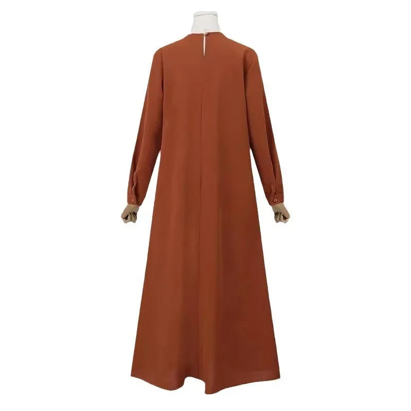 Solid Loose Abaya For Women Casual Elegant Long Sleeve Long Dress Simple Muslim Dress Women Modest Islamic Clothing EID Ramadan.