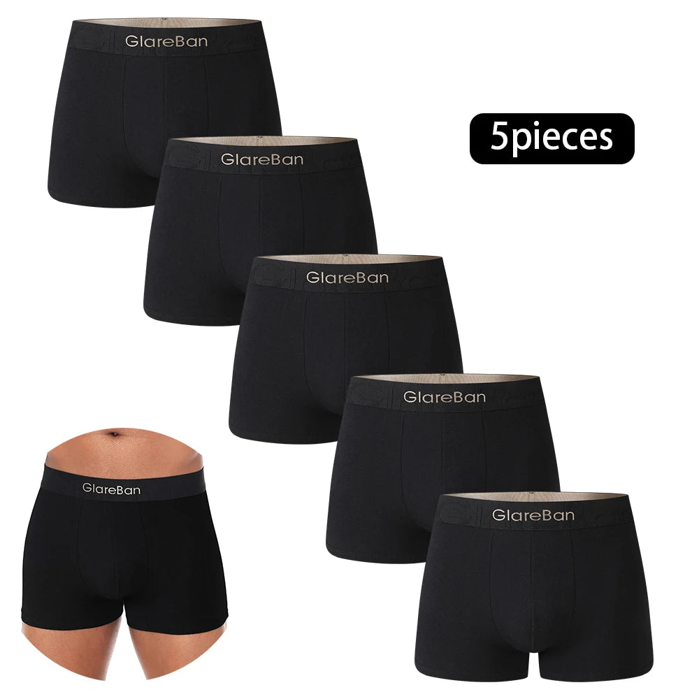 5 stück Pack Schwarz Gold Luxus Marke Baumwolle Boxer Shorts Männer Unterwäsche Weiche Männliche Unterhose für Männer Briefs Boxershorts Sport So