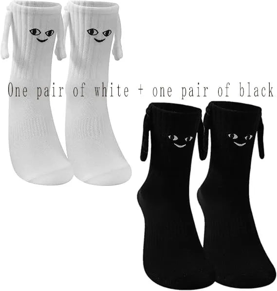Funny Adult Socks Magnetic Hand in Hand Solid Color Cartoon Couple Socks Holiday Party Gifts for All Seasons.