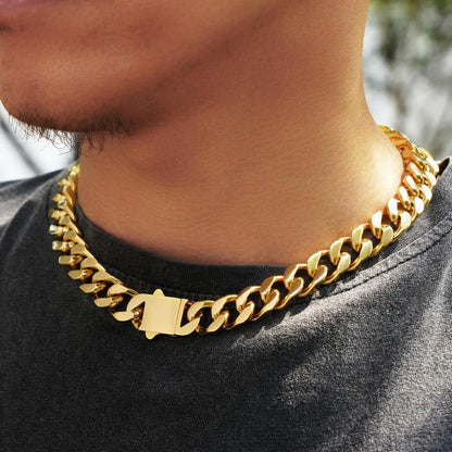 316 Stainless Steel Plated 18k Gold Fashion 8.10.12mm Encrypted Cuban Chain Miami Rap Hip Hop Men's Bracelet Accessory