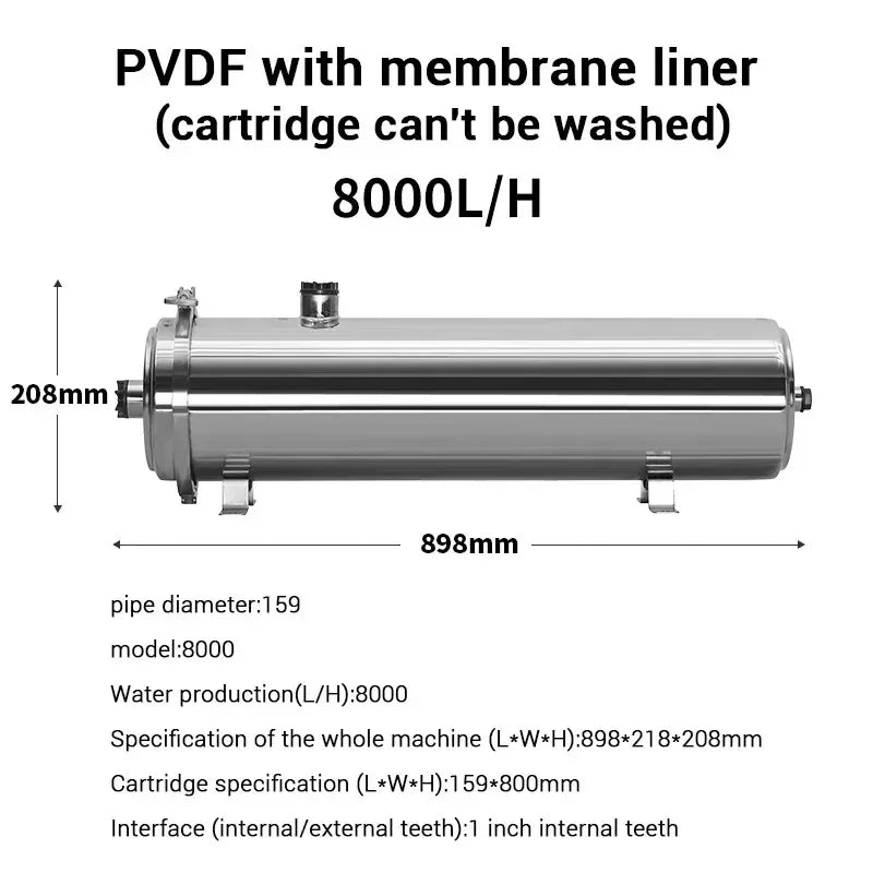 DIVEDEER Water Purifier Filtration Purification Soften Ultration Water Filter 0.01um SUS304 Whole House Water Purifier PVDF.