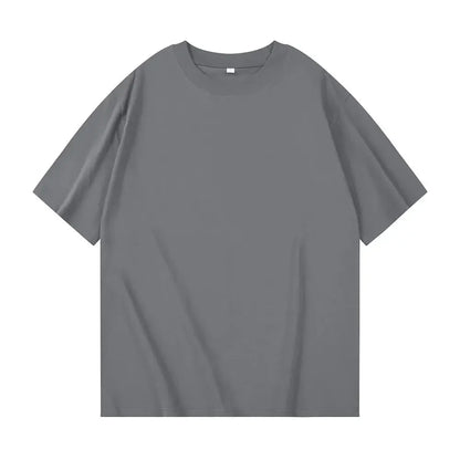 400gsm High Qualtity Oversized Heavy Weight T-shirt for Men Short Sleeve Tee Cotton Solid Color Trend Leisure Streetwear Large.
