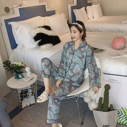 Four Seasons Damen-Pyjama-Set mit Revers-Oberteil und langer Hose, kariert, gestreift, bedruckt, 2-teiliges Set, Damen-Nachtwäsche, Homewear.