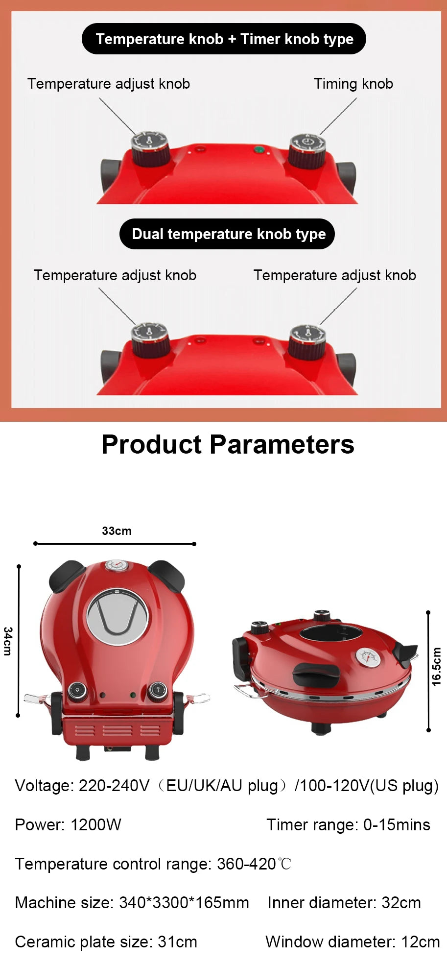 Elektrische Scone Maschine Pfannkuchen Backform 12 Zoll handgemachte italienische Pizza ofen Crêpe Bratpfanne Brot Abtauen Grill Herd Röster