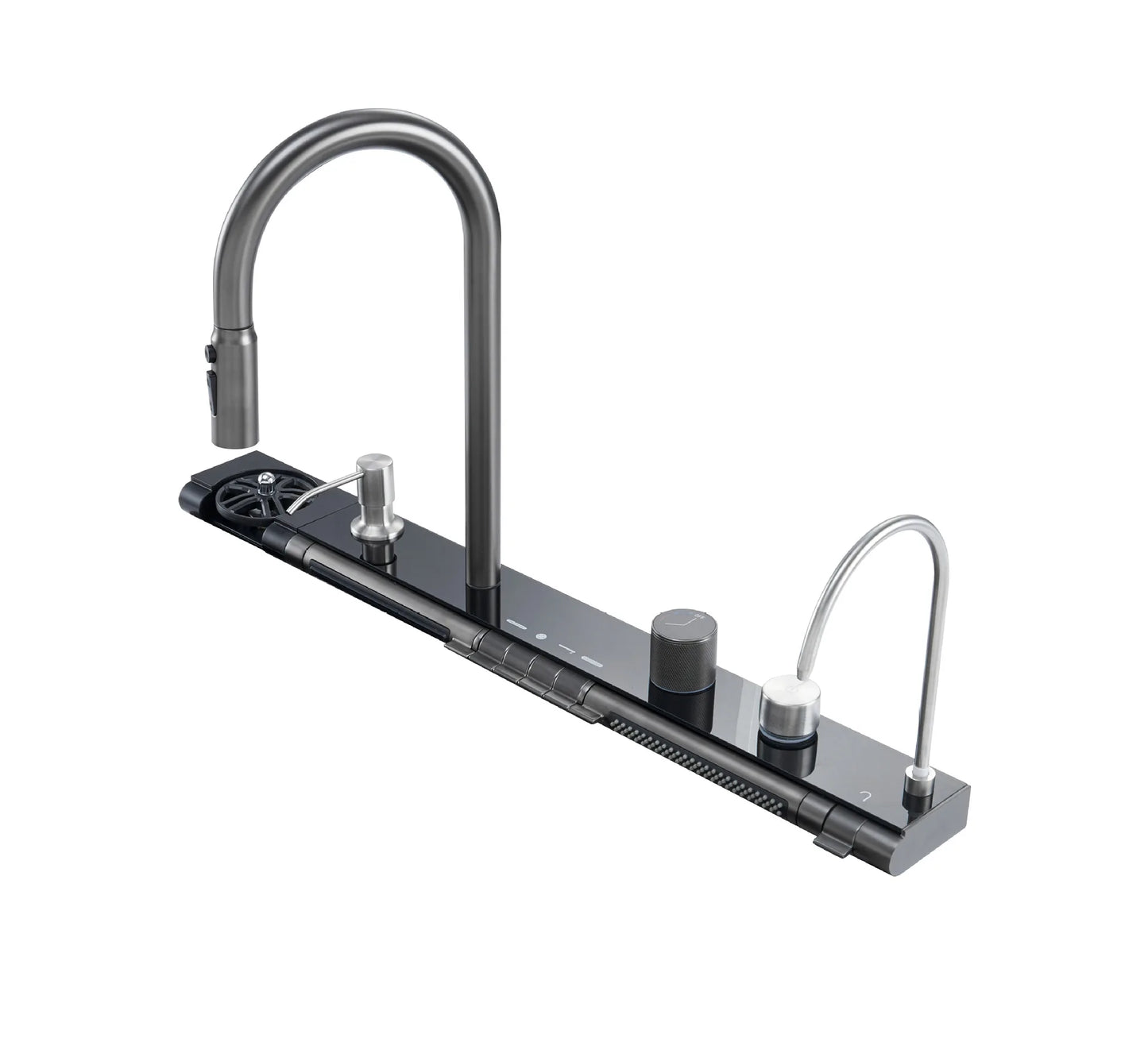 Stainless Steel Kitchen Waterfall Sink Embossed Digital Display Large Single Slot All-in-one Faucet Multi-functional Wash Bain