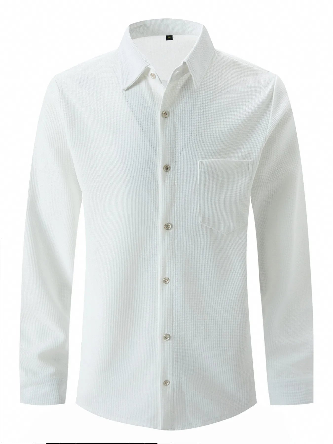 2025 Spring and autumn new men's daily casual waffle cardigan long-sleeved shirt two pants suit.