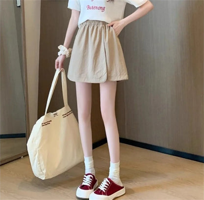 Women Korean Skirts Shorts 2025 Summer Fashion New In Solid High Waist Pant Female Streetwear Casual Loose Harajuku Trousers.