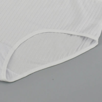 1pc Women's Cotton High Waist Panties – Vertical Stripe Plus Size Underwear Breathable Solid Lingerie Shorts Simple Lady Briefs.