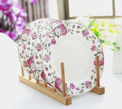 4pcs, 8inch, fine bone china plates dinner sets, porcelain serving dishes, ceramic chafing dishes, kitchen utensils sets plates.