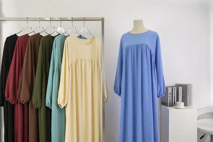 Muslim Loose plus Size Long Sleeve over Knee Pure Color Hooded Gown Spring Autumn Cross Border Fashionable Maxi Dress.