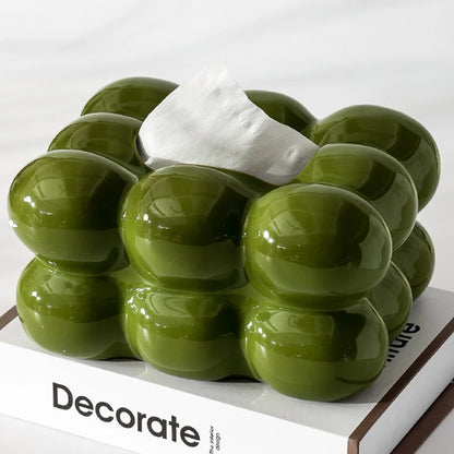 Light Luxury Olive Green Ceramic Tissue Box Bathroom Tissue Box Household Living Room Coffee Table Desktop Ornaments Home Decor.