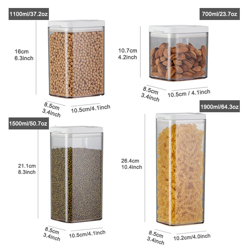 Plastic Storage Container,Sealed Container,kitchen Storage Jars for Grain,Cereal,Pasta,Noodles,Coffee Beans,Leak-proof.