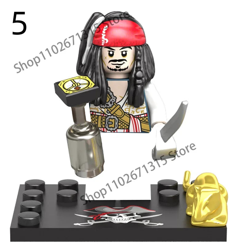 Movies Pirates Of The Caribbean Jack Sparrow Classic Movie Figures Head accessories Building Blocks Toys For Children