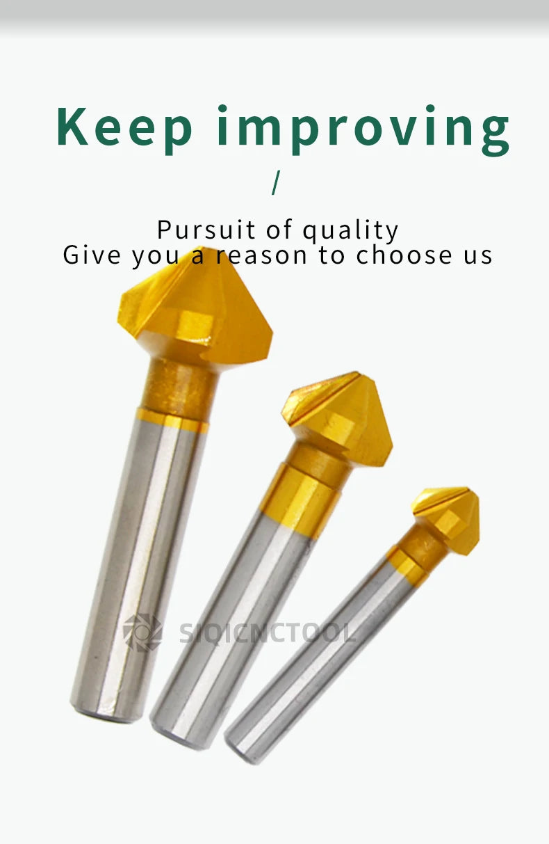 HSS Fasen Anfasen Cutter Schaftfräser Werkzeug Senker Bohrer Set Zu Holz Stell Fasen Cutter Power Tool 3 Flöte 90 grad