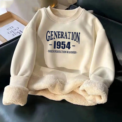 Women Hoodies Sweatshirt Letter Printing Lamb Velvet Thickened Street Warm Pullover Loose Crewneck Brown Hoodies Woman Clothing.