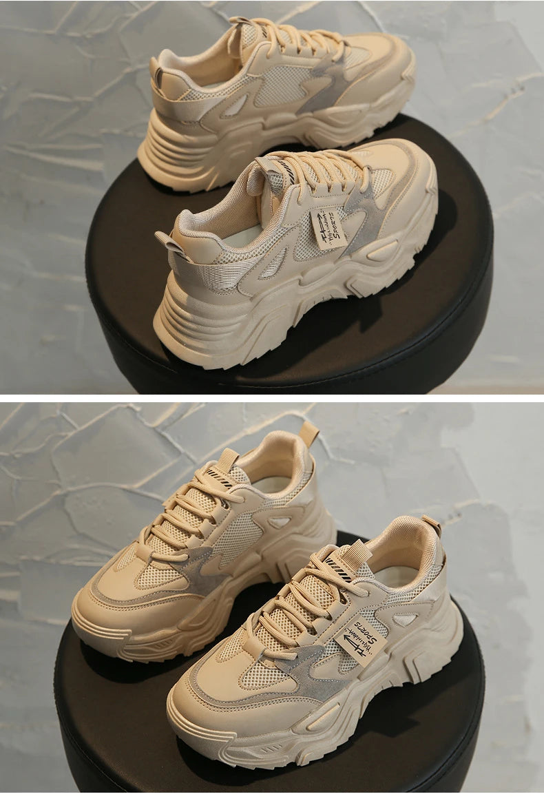 Chunky Platform Sneakers for Women Autumn New Fashion Thick Sole Vulcanized Shoes Woman Casual Non Slip Breathable Sports Shoes