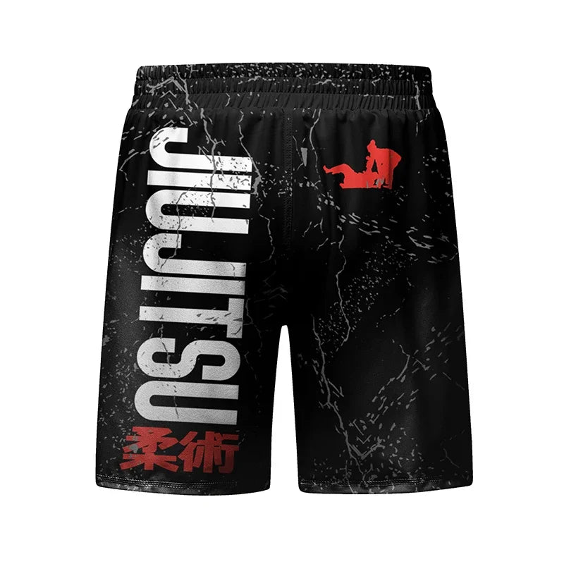 New Jiu Jitsu Rashguard MMA T-shirt +Pants For Men 4PCS/Set Brazilian Grappling Bjj Boxing Rash Guard Sport Clothing Gym Shorts.