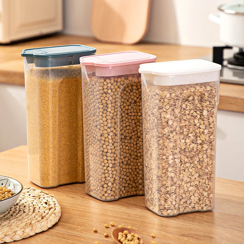 Kitchen Transparent Sealed Jar Plastic Household Cereals Grains Storage Box Hermetic Cans Organizer Bulk Classified Container.