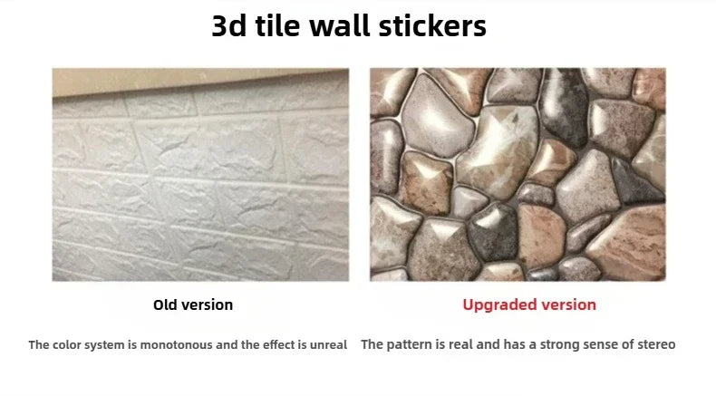 10PCS 3D Self Adhesive Foam Wall Stickers Waterproof Wallpaper Panels for Living Room Bedroom Dining TV Background Decor