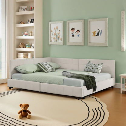 Modernes Einzelbett 90*200 cm, hautfreundliches Samtdesign, Babybett mit hoher Rückenlehne, Beige und Dunkelgrau (ohne Matratze)