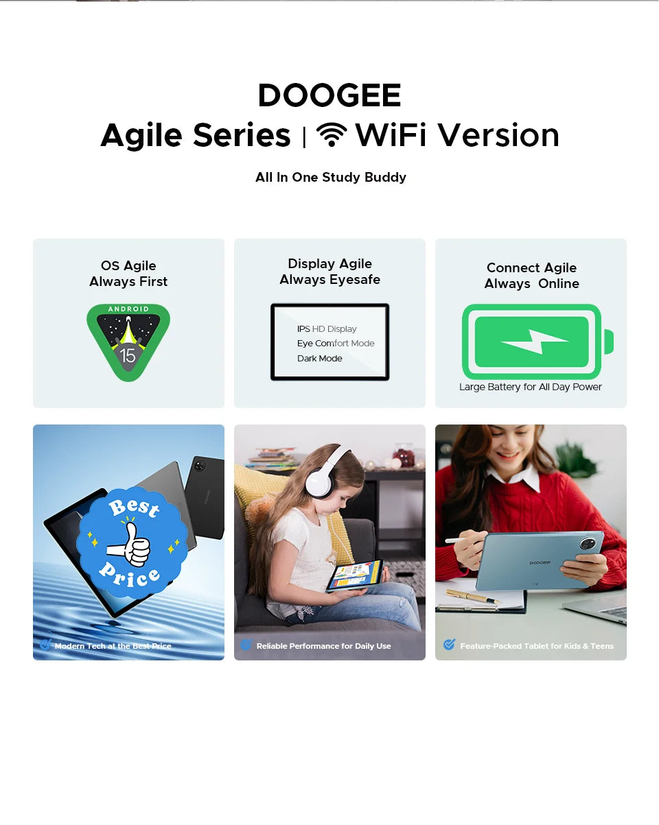 Doogee Tab A9 Pro+ Tablet Pc 11-Inch Android 15 30Gb Ram(6+24) 128Gb Rom 8580Mah Battery Widevine L1 Support Tablet Dual Speakers.