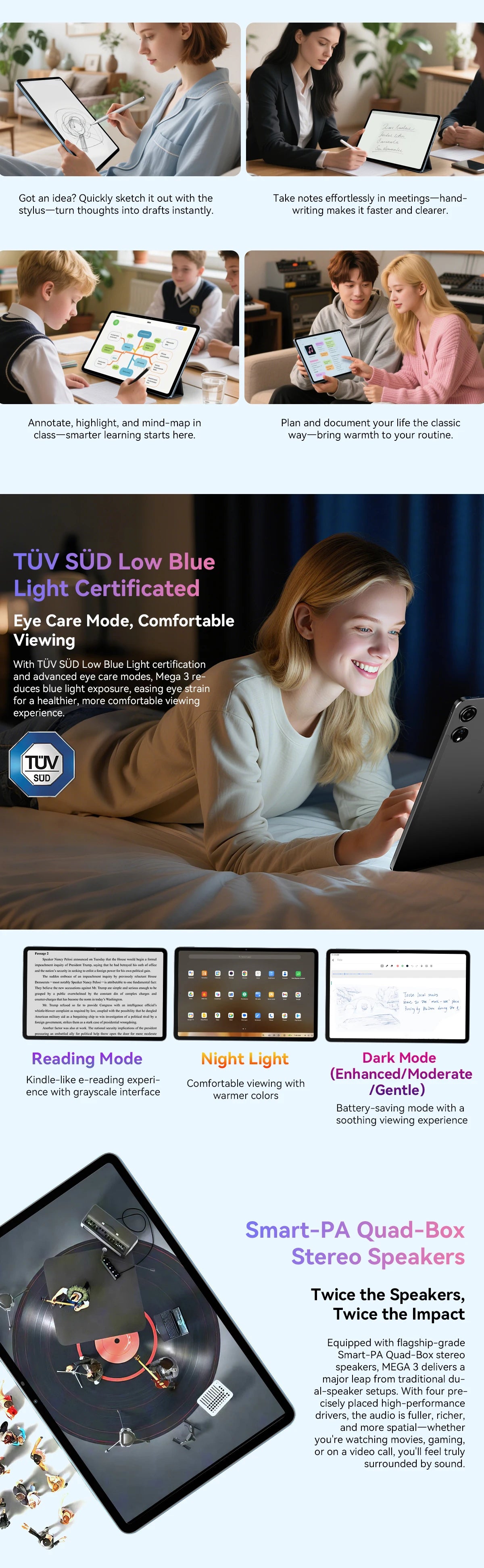 Blackview MEGA 3 Tablet PC  SET, 12.1" 2.5K FHD+ Display, Android 15 Pad MTK G100 Octa core, 36(12+24)GB RAM, 256GB ROM, 8800mAh