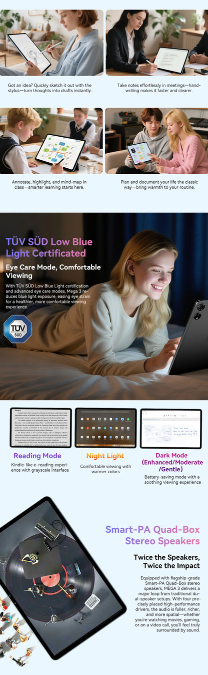 Blackview MEGA 3 Tablet PC  SET, 12.1" 2.5K FHD+ Display, Android 15 Pad MTK G100 Octa core, 36(12+24)GB RAM, 256GB ROM, 8800mAh