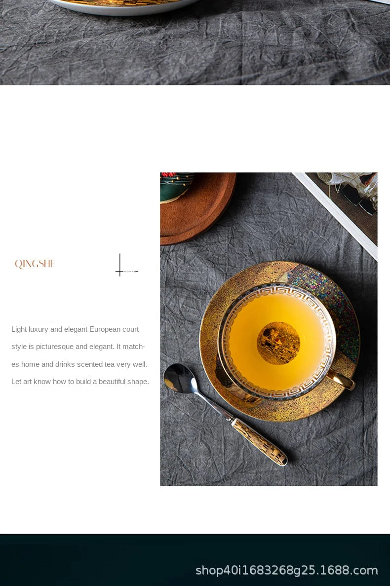 European Coffee Set Bone China Coffee Cup And Saucer Set Retro Luxury Porcelain Cup For Birthday Gift Couple Set With Gift Box.