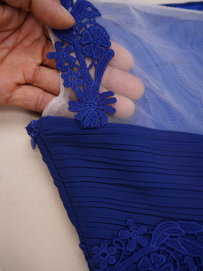 Mädchen Hochzeit Brautjungfer Kleid One Shoulder Elegante Guipure-Spitze Geraffte Chiffon Maxi Party Kleider Geburtstag Abend Abendkleid