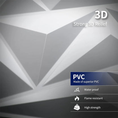 10pcs Diamond Design Decorated 3D Wallpanel, 30cmx30cm Matte White/Black, Diy Home Decoration Wallboard
