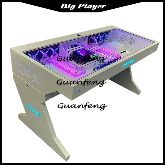 Computergehäuse für große Spieler, All-in-One-Tisch, hochwertiger Desktop, vollständig transparent, großes Gehäuse, cooler wassergekühlter Sci-Fi-Spieltisch