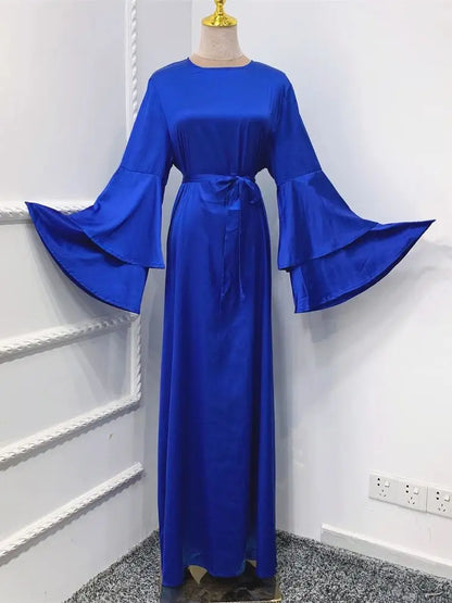 Ramadan Eid Satin Abaya Damen Dubai Islam Prayer Clothes Women Muslim Modest Dress Kebaya Kaftan Robe Vestidos Musulmanes Femme.
