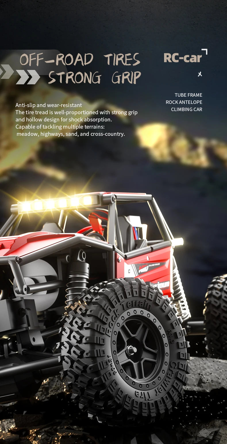 1/18 RC Climbing Car 4WD Off-road Remote Control Vehicle RTR Rock Crawler Big-wheel 4x4 Electric Truck Model Toys for Kids.