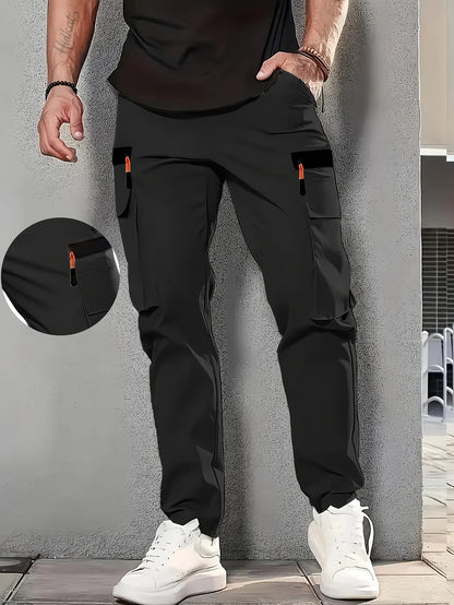 Outdoor-Arbeitshose für Herren – strapazierfähiges Polyester, mehrere Taschen, elastischer Bund mit Schlaufen, leicht und atmungsaktiv.