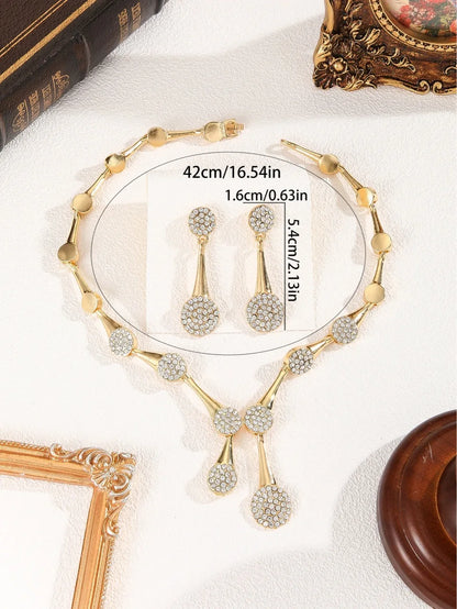 Necklace Earrings Exquisite Set Golden Quiet Elegant Bridal Banquet Jewelry Gifts For Women.