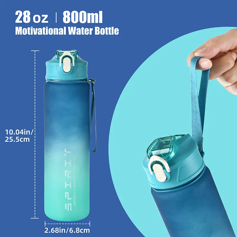 1PCS 800ML Large Capacity Sports Water Bottle Leak Proof Colorful Plastic Cup Drinking Outdoor Travel Portable Gym Fitness Jugs.